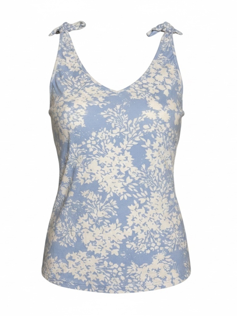 Crown & Ivy XL Blue Floral Tank Top | Tie Strap Sleeveless Blouse | Lightweight